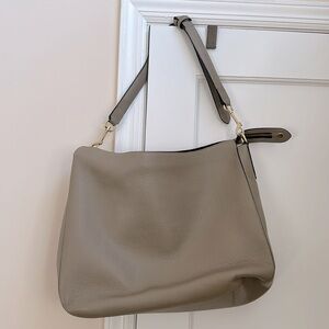 Cuyana large hobo bag- pebbled leather in stone color
